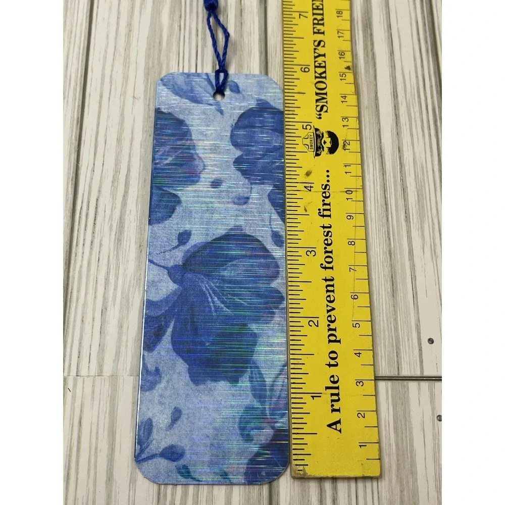 Beautiful Blue Floral Bookmark - Handmade Laminated Bookmark, Book Reader Gift